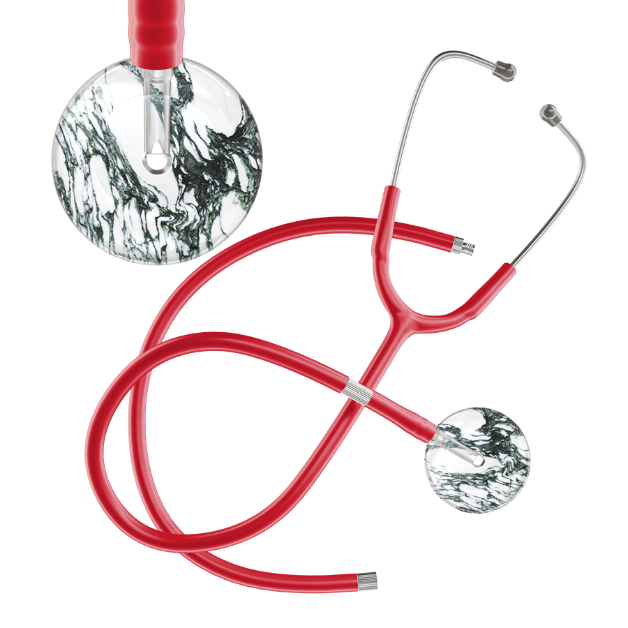 Ultrascope Single Stethoscope Multi Color Marble / Adult / Red Extended Tubing Marble Stethoscope