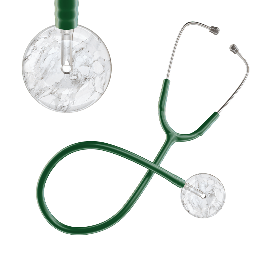 Ultrascope Single Stethoscope White Marble / Adult / Dark Green Marble Stethoscope