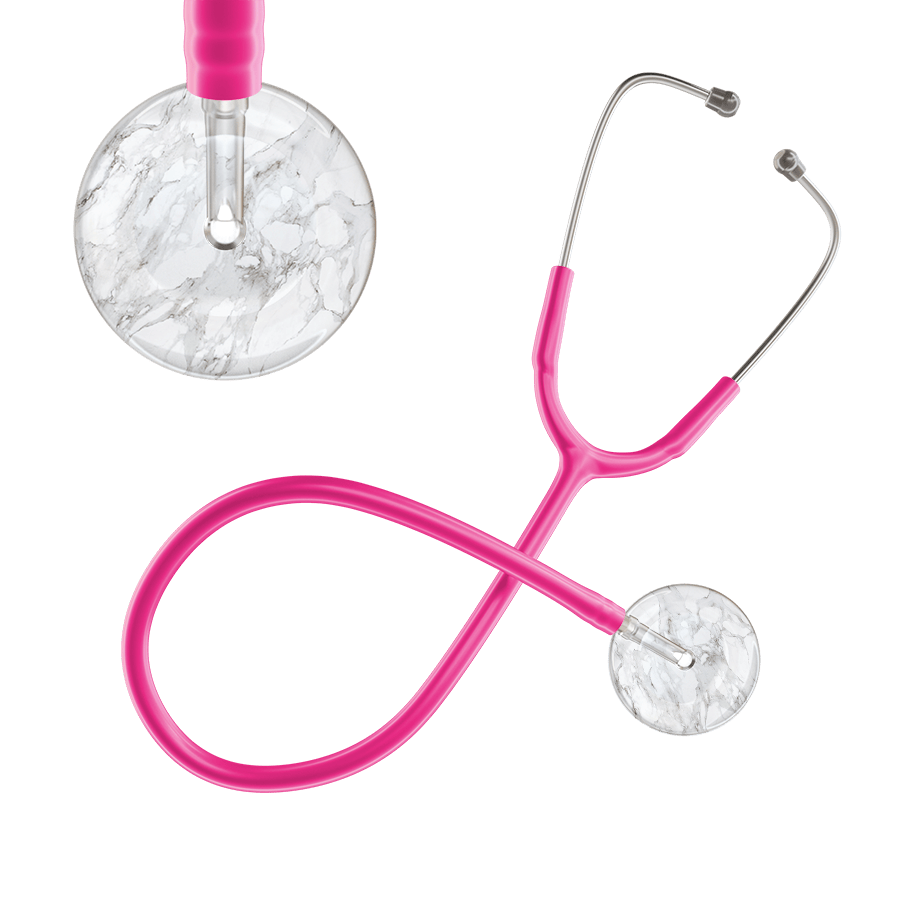 Ultrascope Single Stethoscope White Marble / Adult / Hot Pink Marble Stethoscope