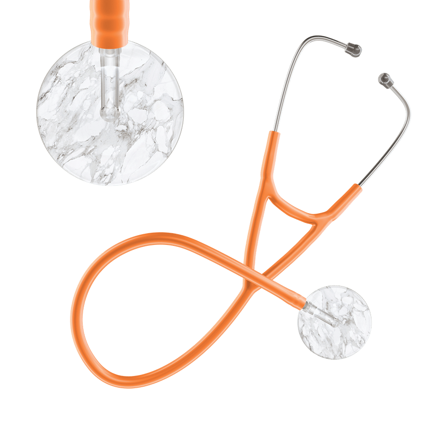 Ultrascope Single Stethoscope White Marble / Adult / Orange Marble Cardiology Stethoscope
