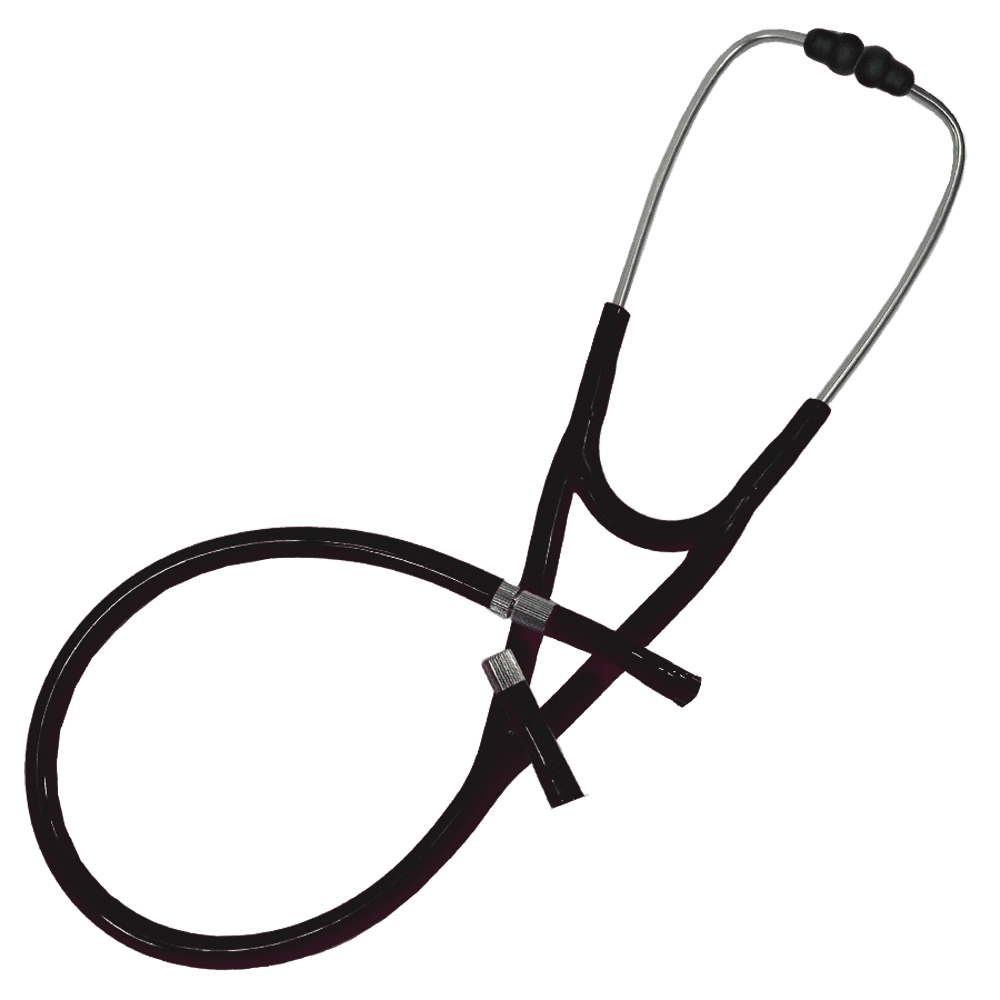 Ultrascope Tubing Only Duo (1 Stem Head w/ 2 Connectors) / Black Stethoscope Tubing