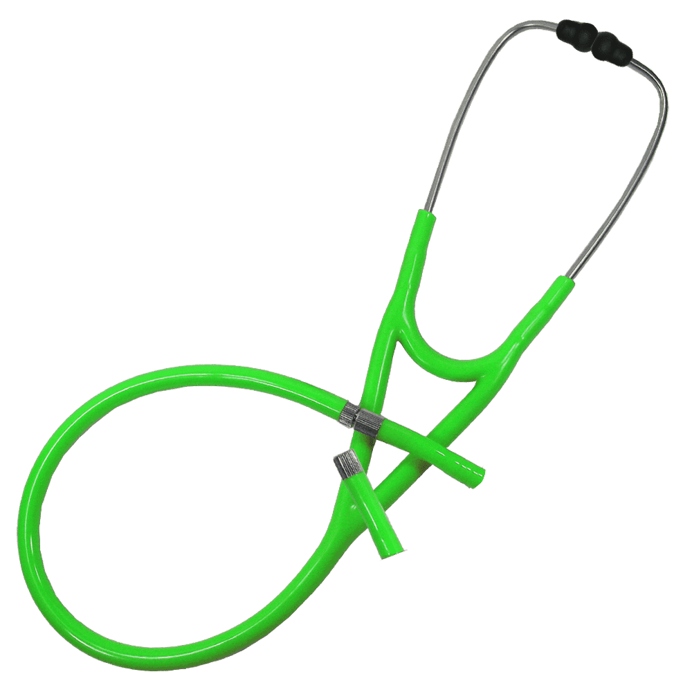 Ultrascope Tubing Only Duo (1 Stem Head w/ 2 Connectors) / Lime Green Stethoscope Tubing